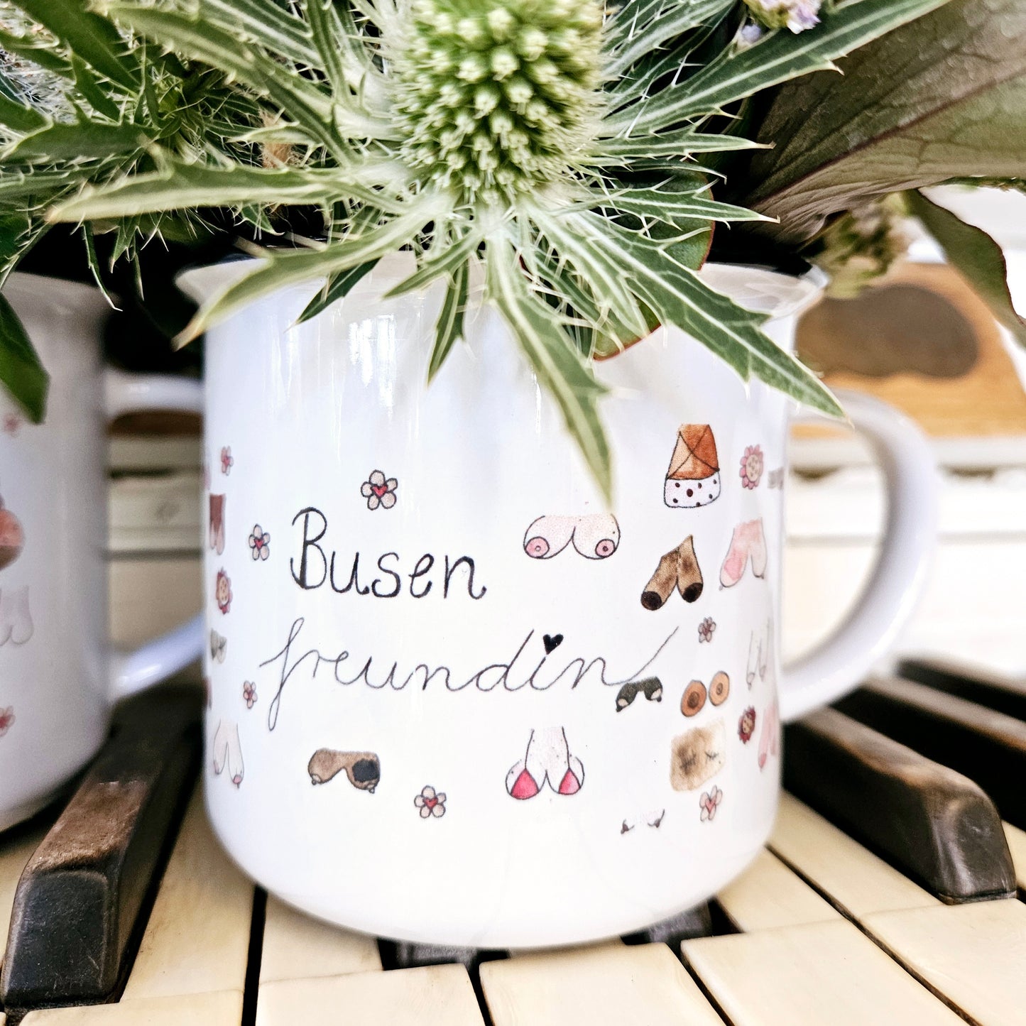 Busenfreundin / Hallöchen Popöchen Komplimentetasse❤️ ( gefëllt mat Schnettblummen )