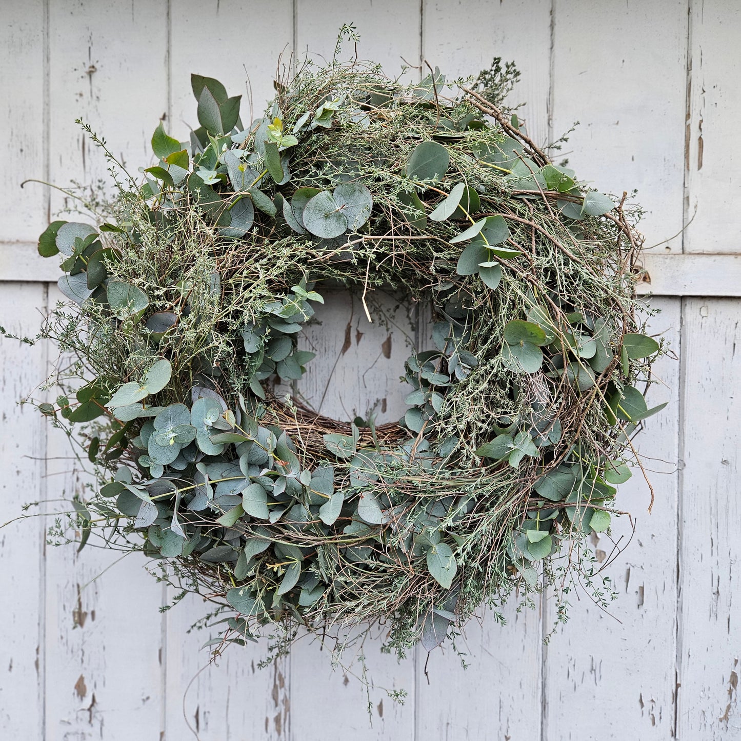 Couronne de sapin un d'Dier en Eucalyptus Cinerea au thym battu