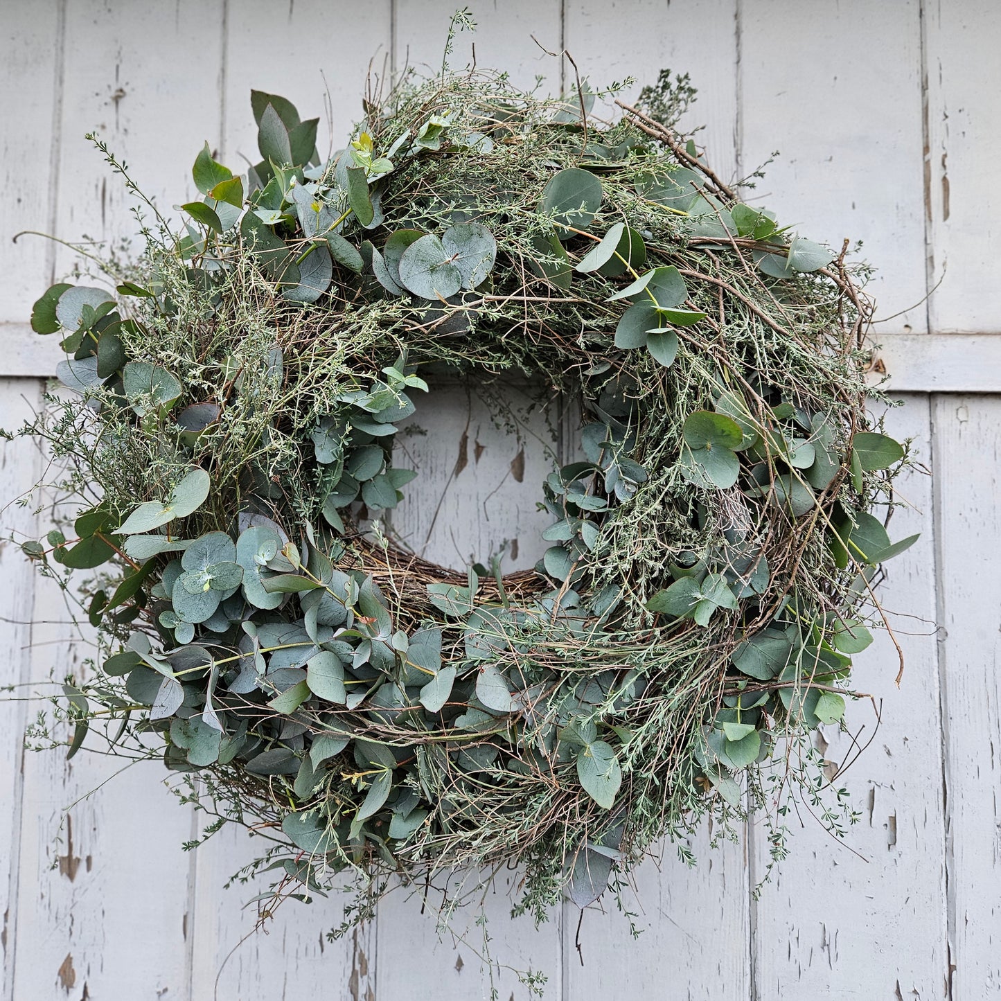 Wreath fir un d'Dier made from Eucalyptus Cinerea with threshed thyme