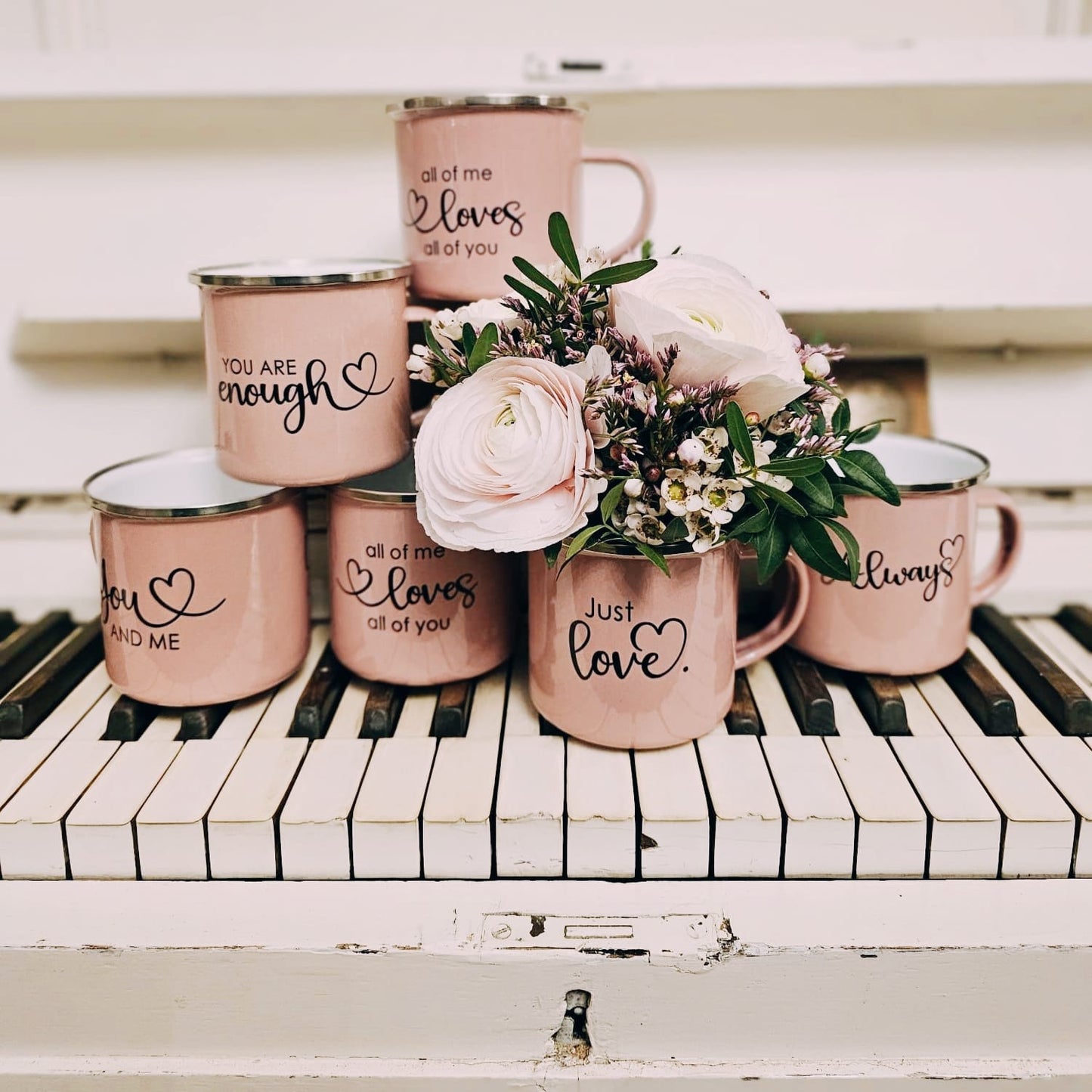 Enamel tassels on pink matt wish text