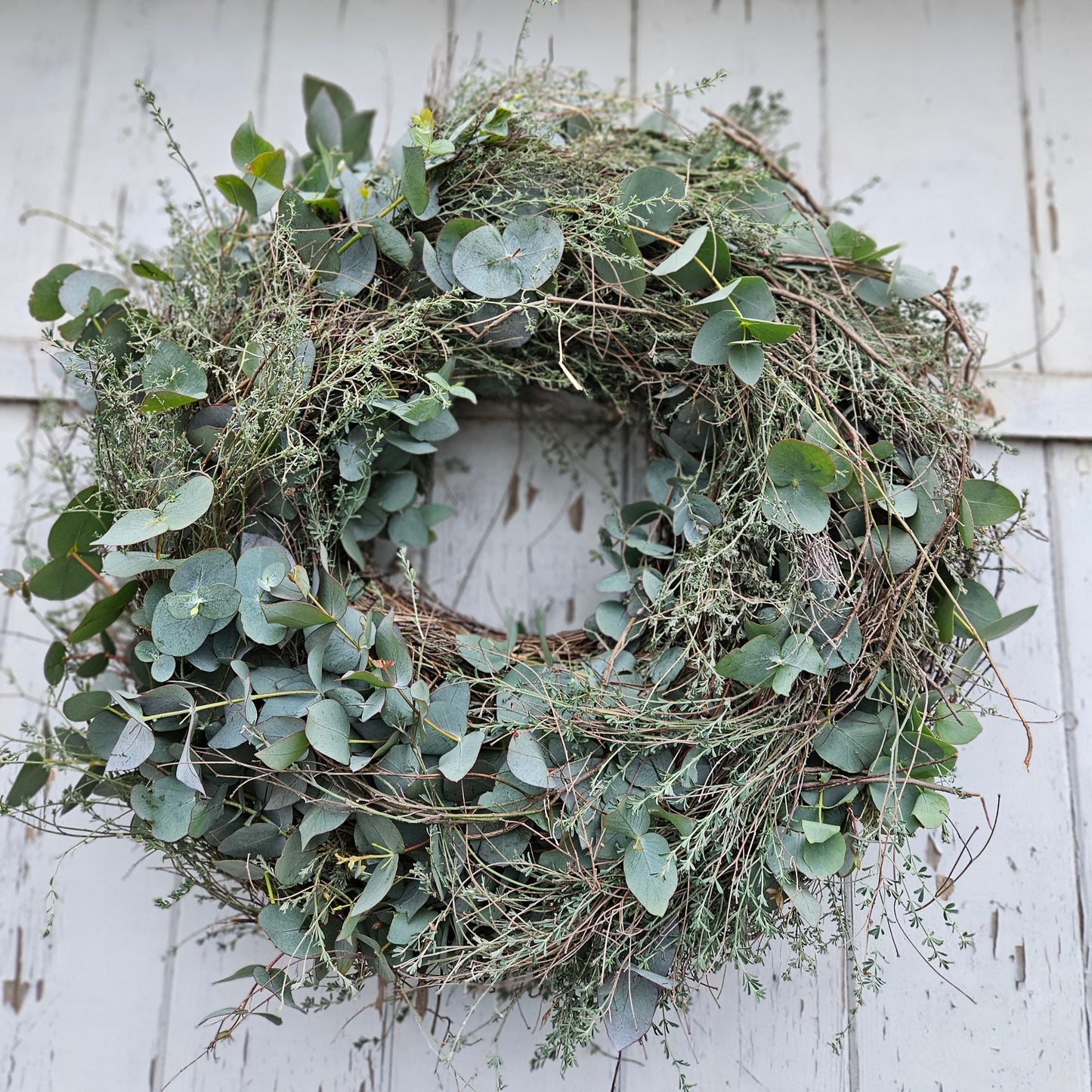 Couronne de sapin un d'Dier en Eucalyptus Cinerea au thym battu